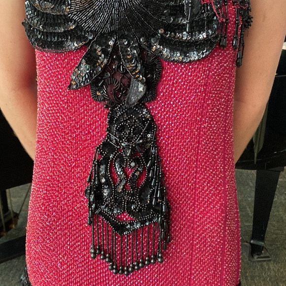 Custom made costume for a show. Flapper Dress. red with black accents. - Picture 5 of 8